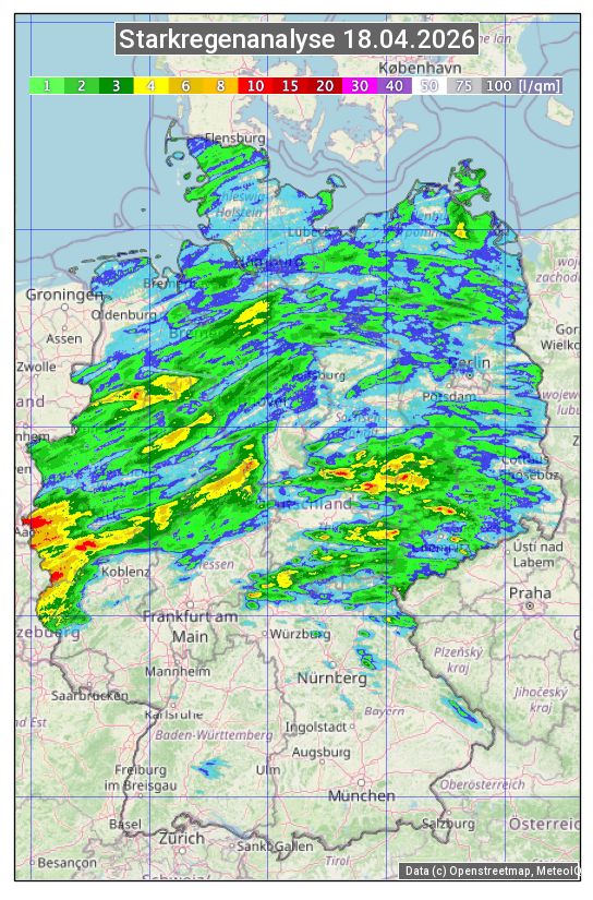 Karte mit Unwetteranalyse