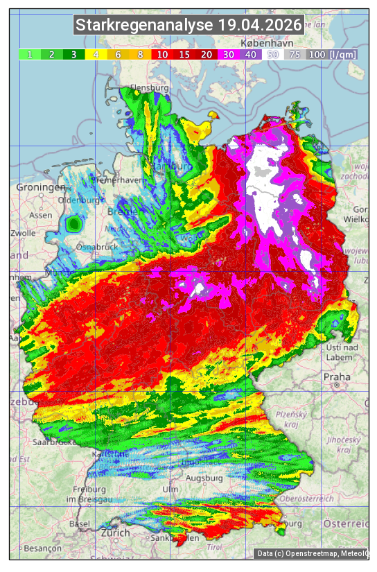 Karte mit Unwetteranalyse