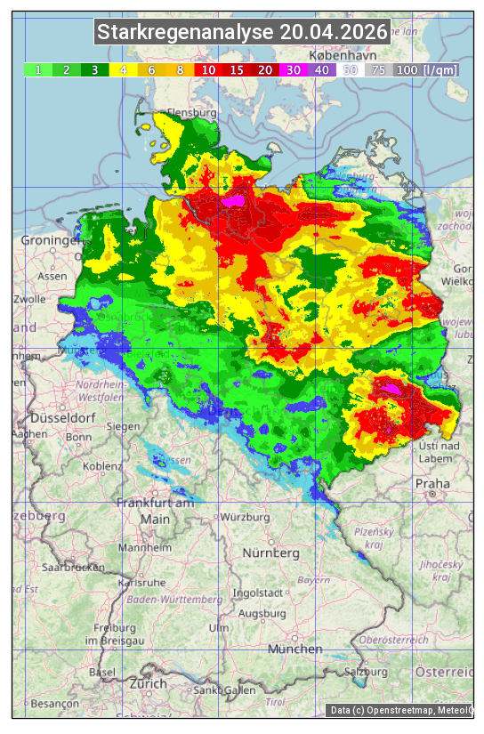 Karte mit Unwetteranalyse