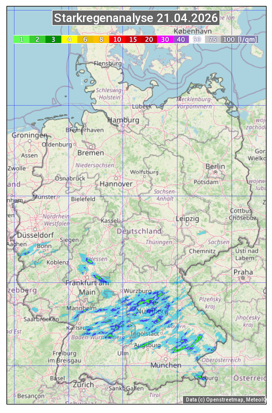 Karte mit Unwetteranalyse