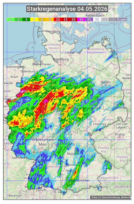 Karte mit Unwetteranalyse