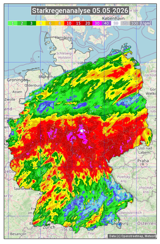 Karte mit Unwetteranalyse
