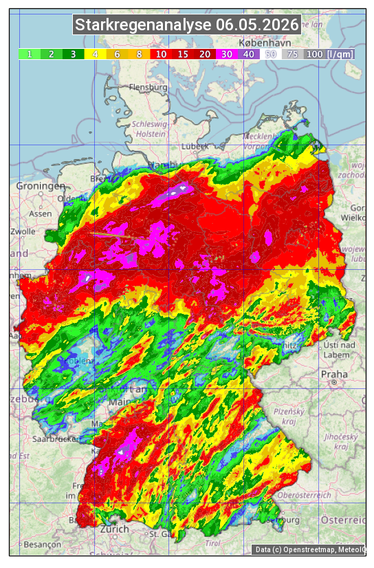 Karte mit Unwetteranalyse