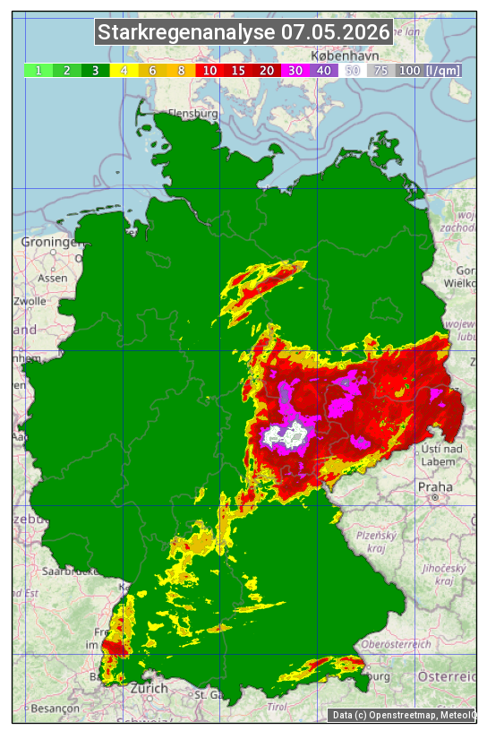 Karte mit Unwetteranalyse