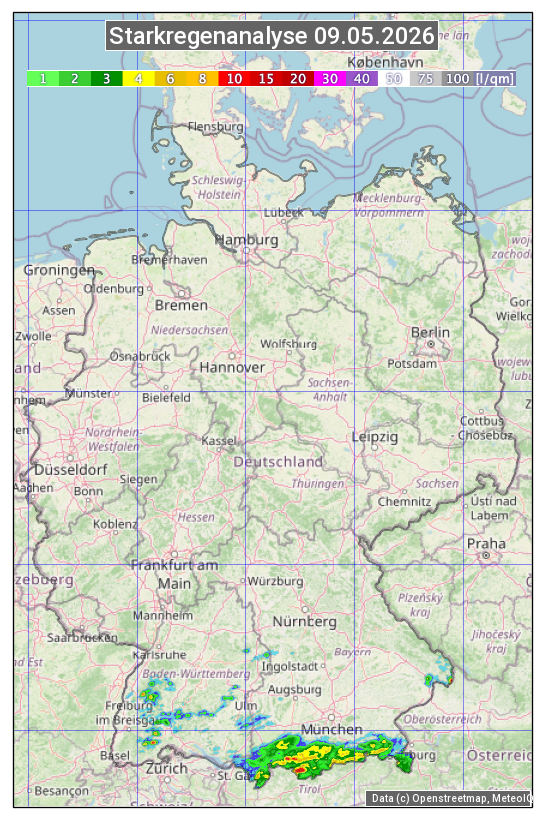 Karte mit Unwetteranalyse