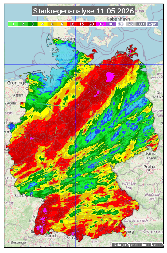Karte mit Unwetteranalyse