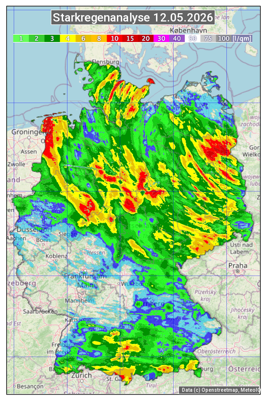 Karte mit Unwetteranalyse