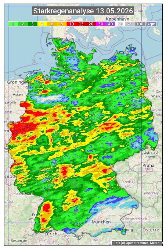 Karte mit Unwetteranalyse