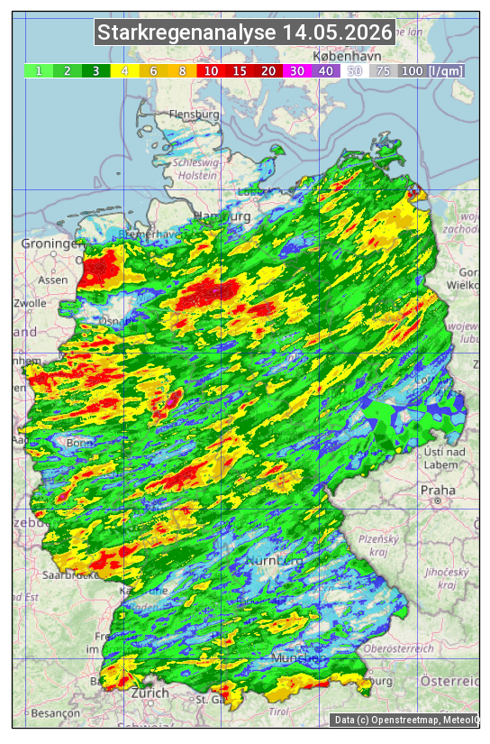 Karte mit Unwetteranalyse