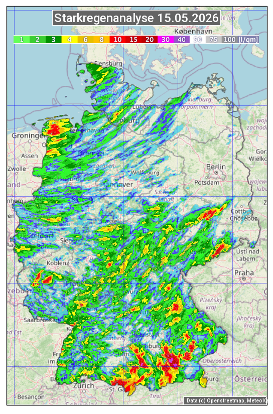Karte mit Unwetteranalyse