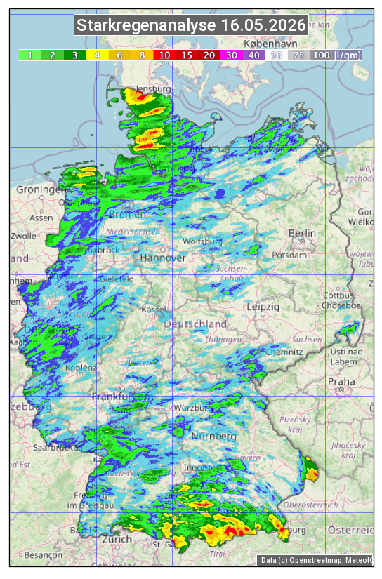 Karte mit Unwetteranalyse