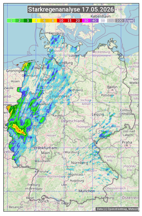 Karte mit Unwetteranalyse