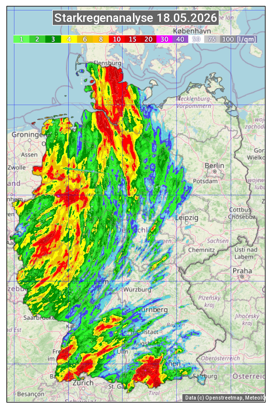 Karte mit Unwetteranalyse