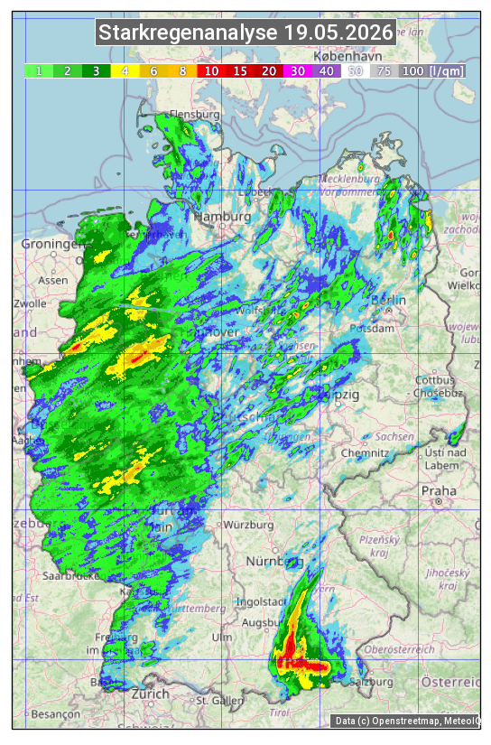 Karte mit Unwetteranalyse