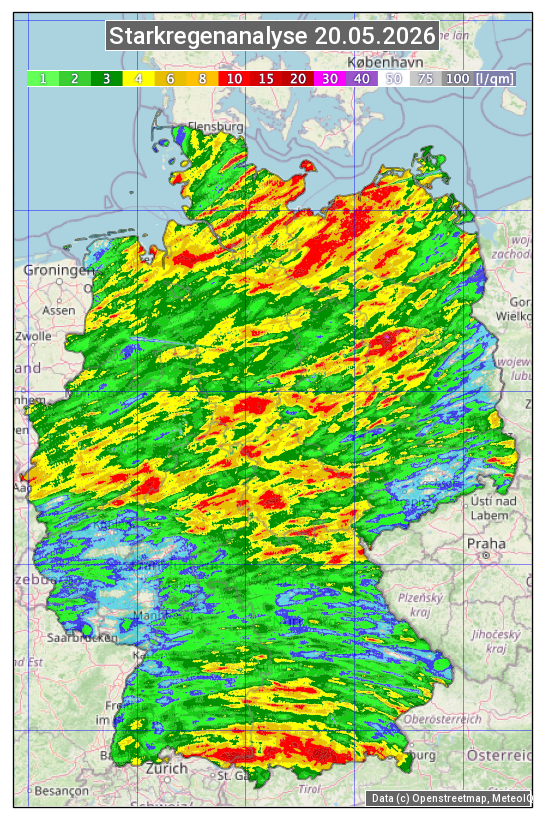 Karte mit Unwetteranalyse