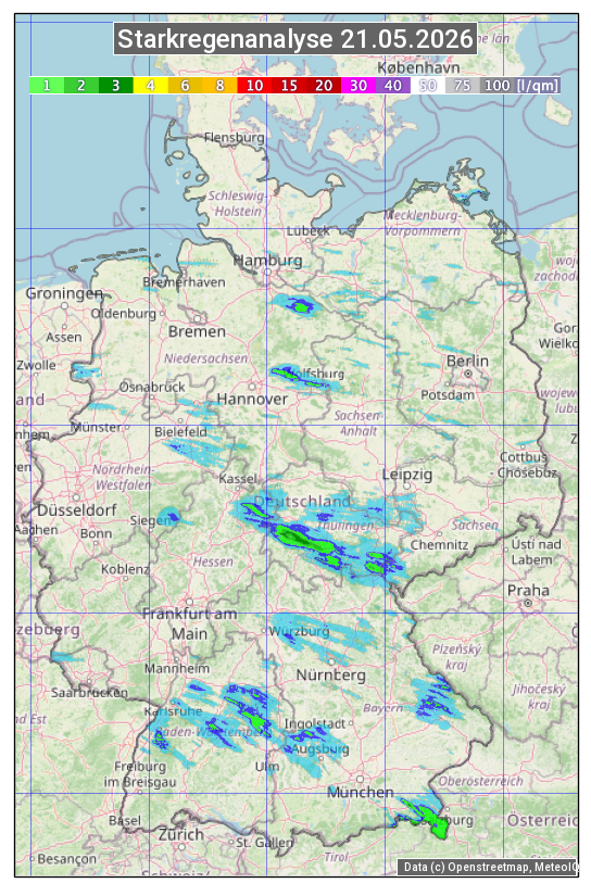 Karte mit Unwetteranalyse