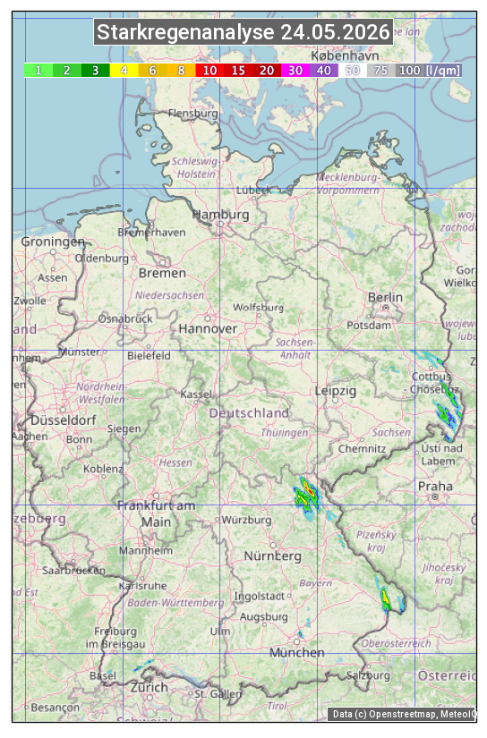 Karte mit Unwetteranalyse