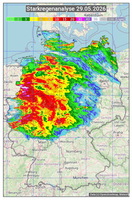 Karte mit Unwetteranalyse