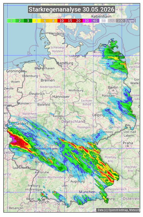 Karte mit Unwetteranalyse