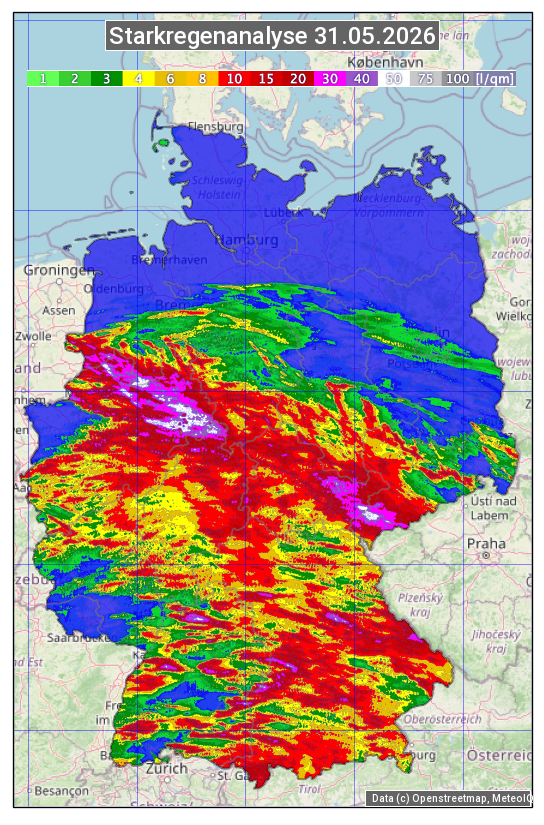 Karte mit Unwetteranalyse