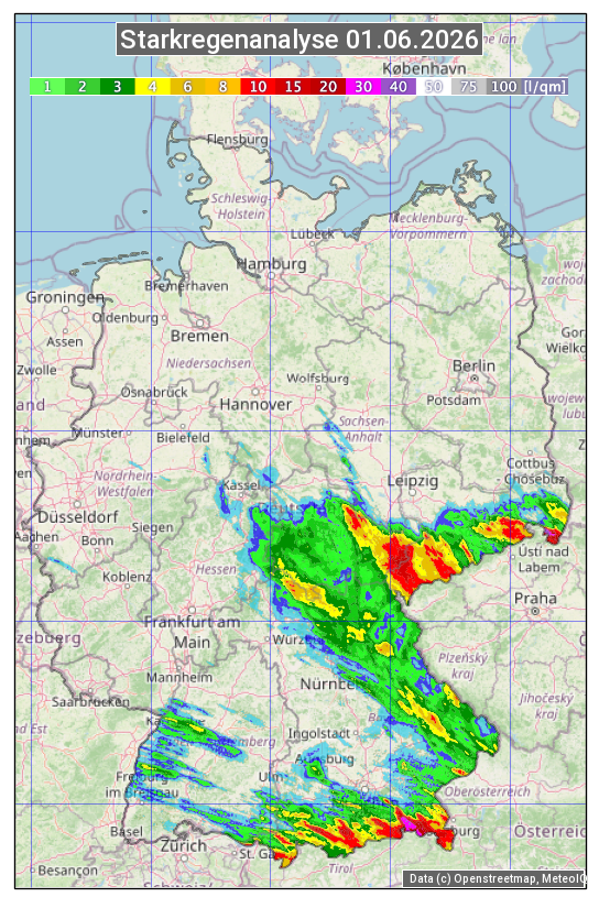 Karte mit Unwetteranalyse