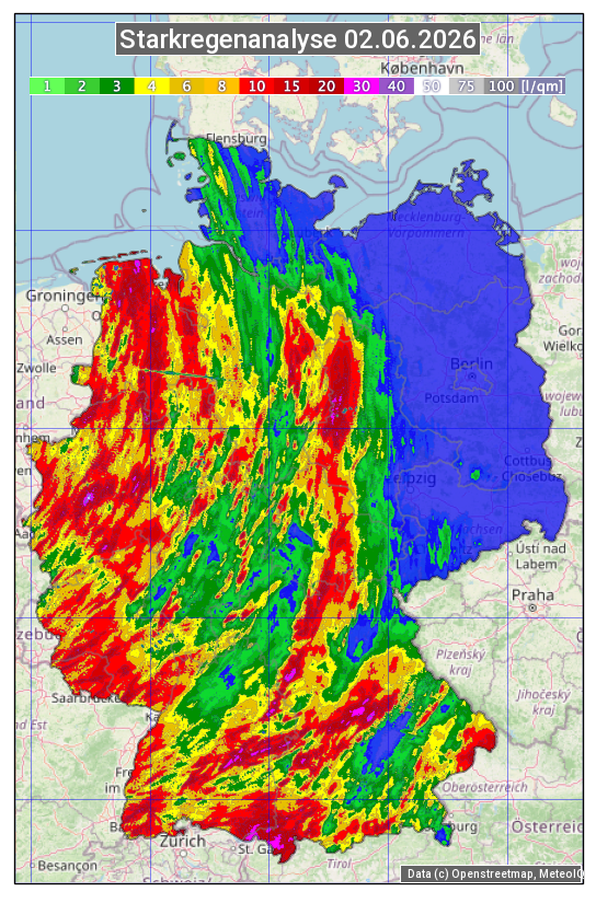 Karte mit Unwetteranalyse