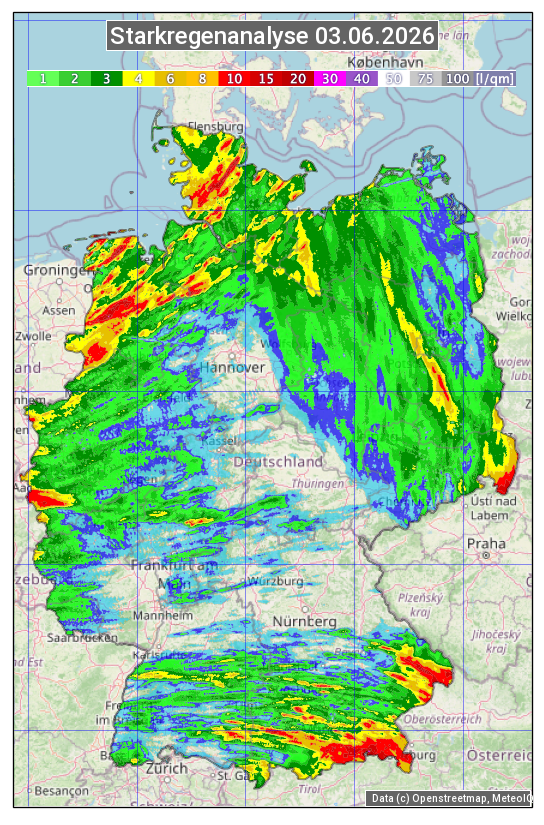 Karte mit Unwetteranalyse