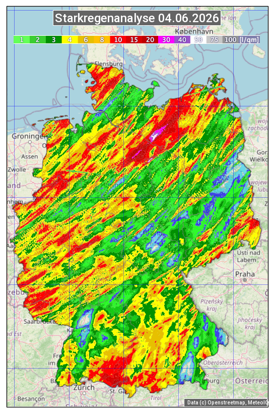 Karte mit Unwetteranalyse