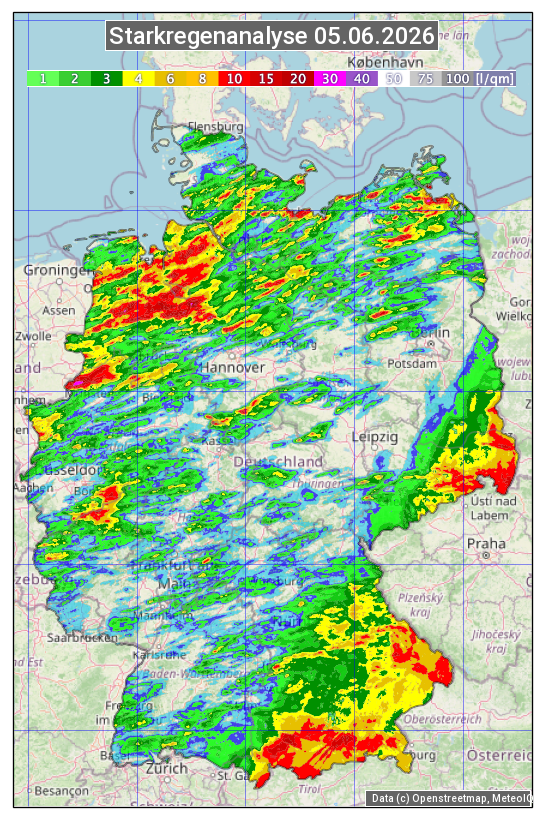 Karte mit Unwetteranalyse