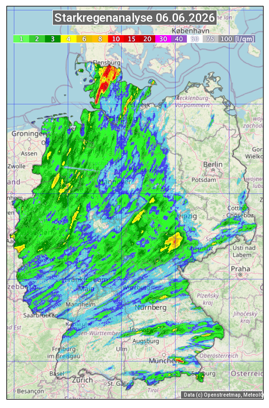 Karte mit Unwetteranalyse