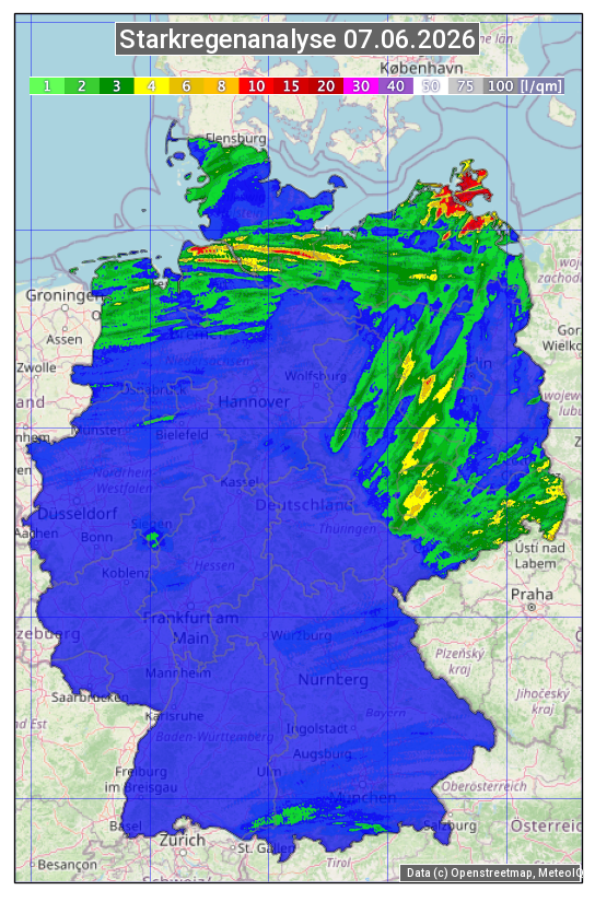 Karte mit Unwetteranalyse