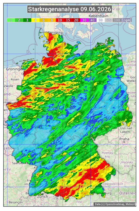 Karte mit Unwetteranalyse