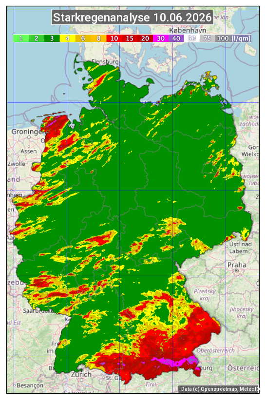Karte mit Unwetteranalyse