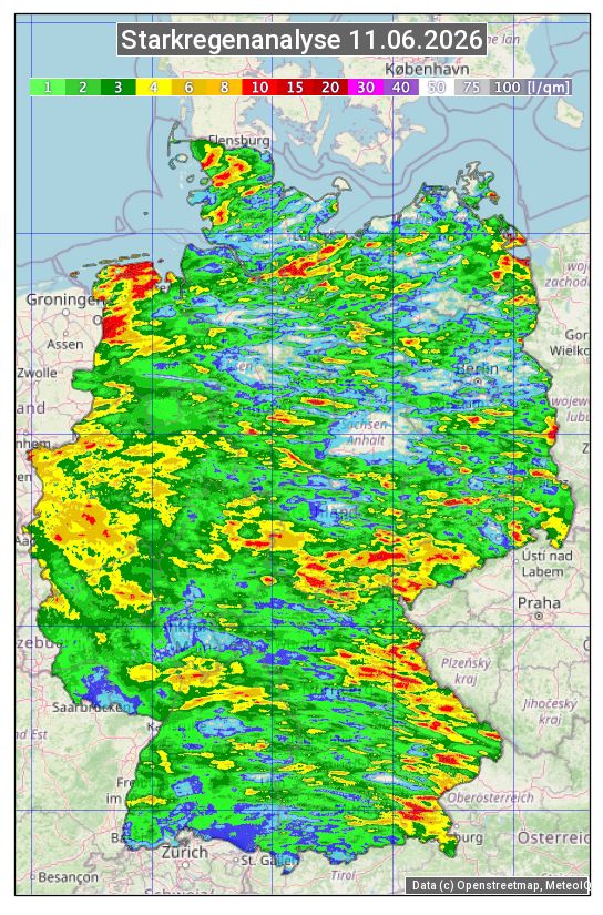 Karte mit Unwetteranalyse