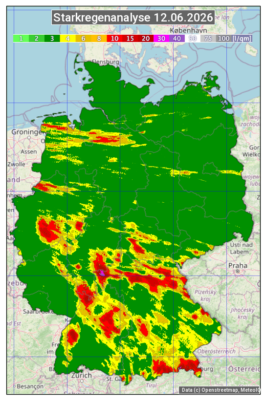 Karte mit Unwetteranalyse