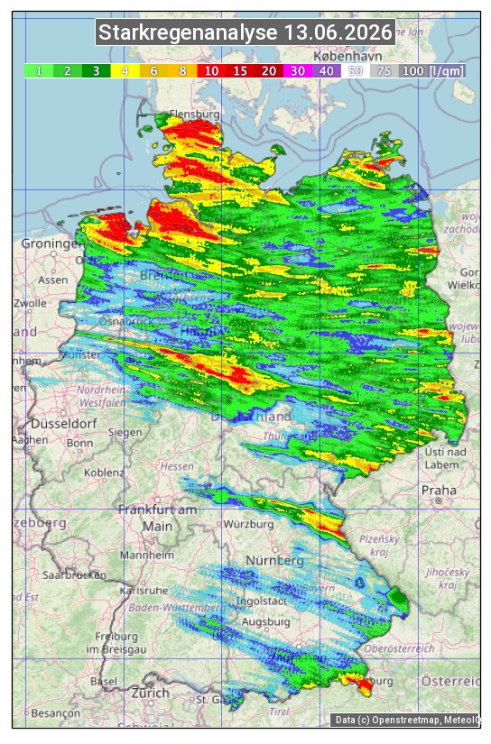 Karte mit Unwetteranalyse