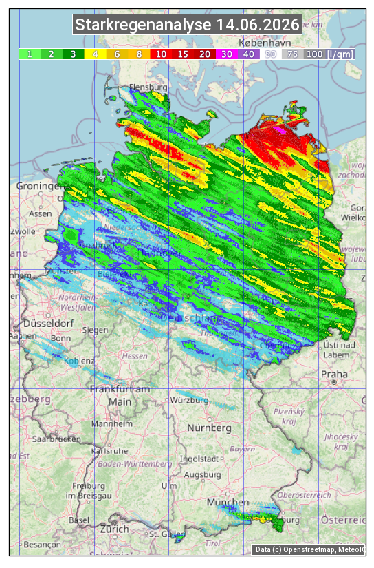 Karte mit Unwetteranalyse