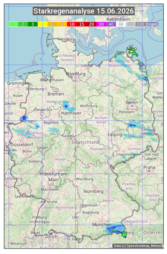 Karte mit Unwetteranalyse