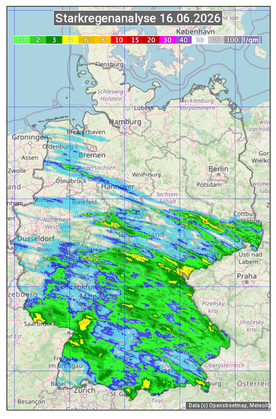 Karte mit Unwetteranalyse