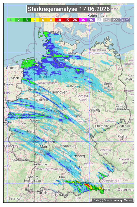 Karte mit Unwetteranalyse
