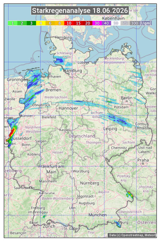 Karte mit Unwetteranalyse