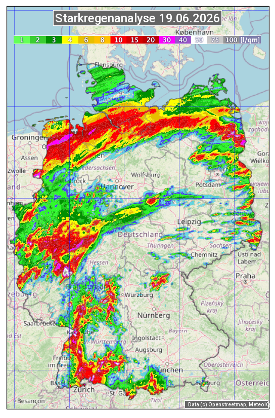 Karte mit Unwetteranalyse