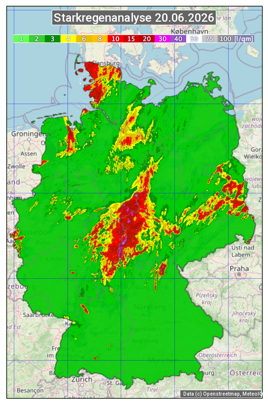 Karte mit Unwetteranalyse