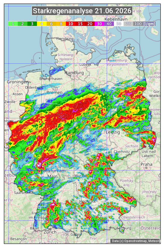 Karte mit Unwetteranalyse