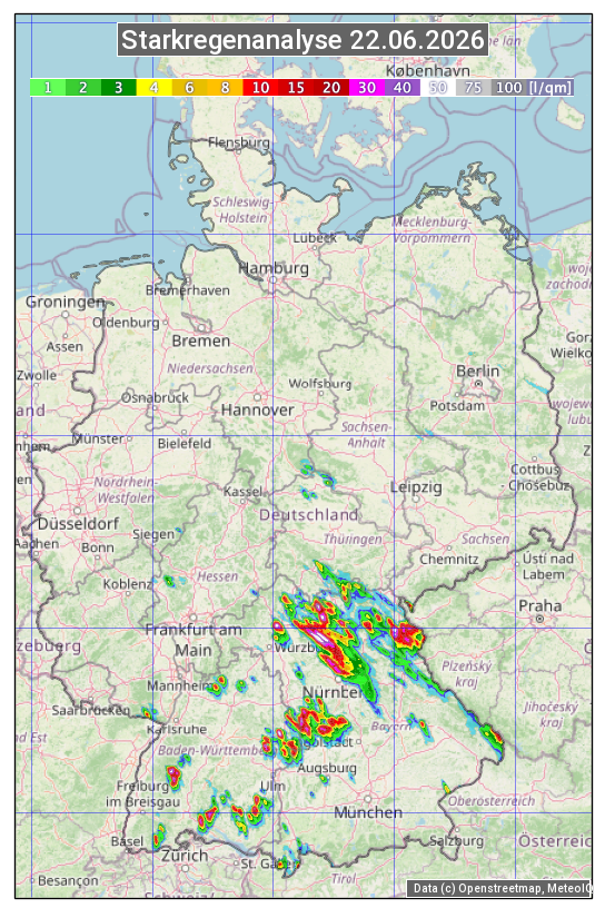 Karte mit Unwetteranalyse