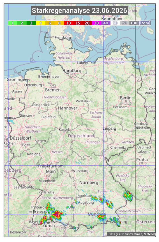 Karte mit Unwetteranalyse