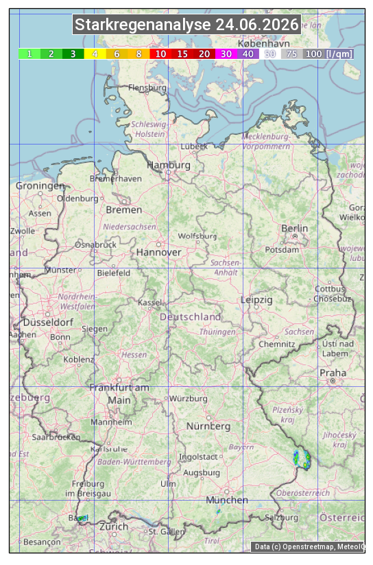 Karte mit Unwetteranalyse