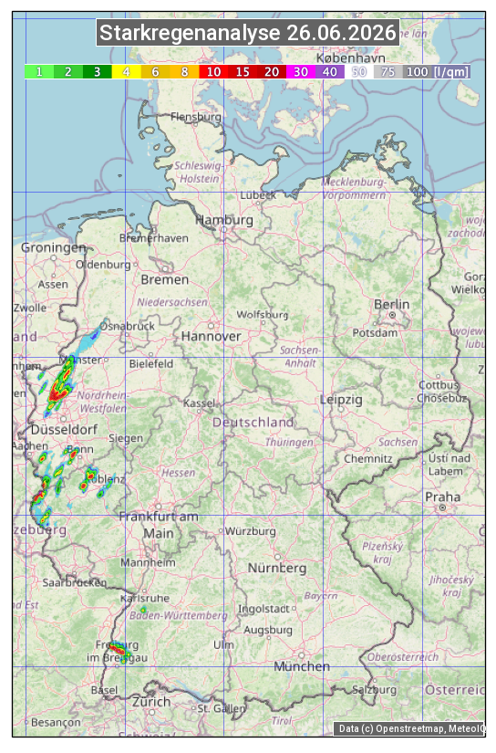 Karte mit Unwetteranalyse