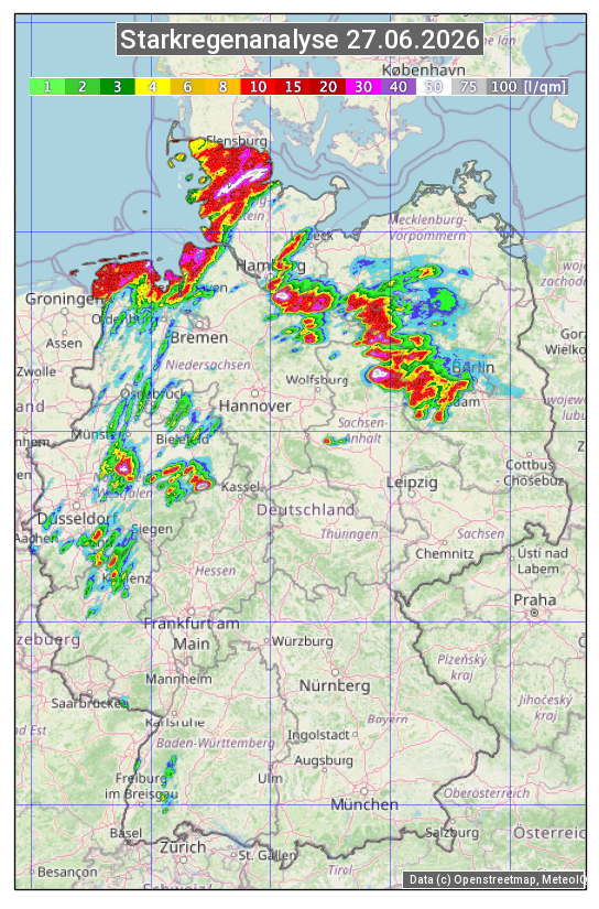 Karte mit Unwetteranalyse