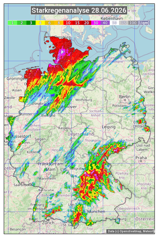 Karte mit Unwetteranalyse